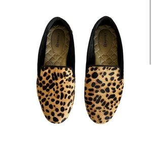 Birdies The Starling in Cheetah Calf Hair Round Toe Smoking Slipper Flats Size 5
